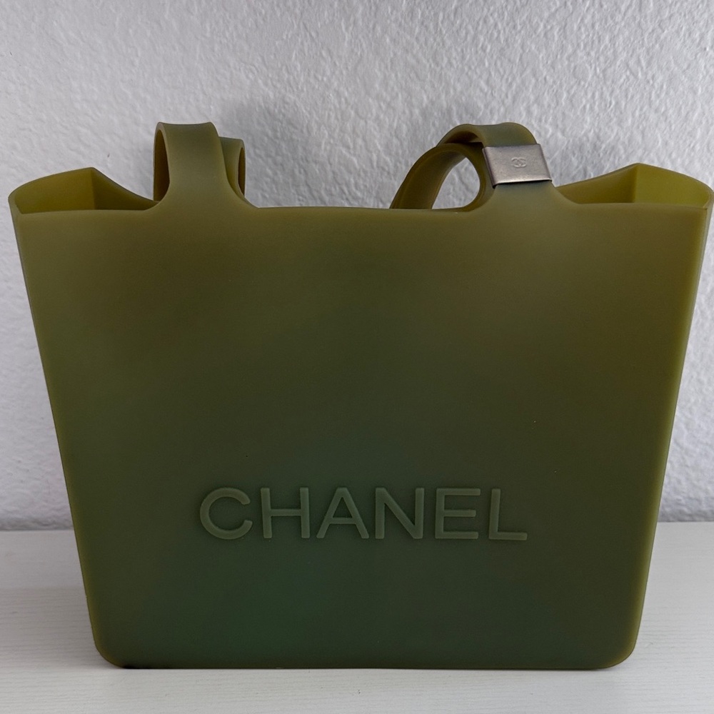 CHANEL Khaki Green Jelly Shopper Bag